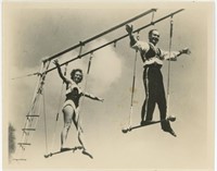8x10 Two acrobats posing on trapeze