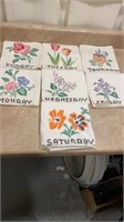 HAND STITCHED DAYS OF THE WEEK FLOWERED DISH