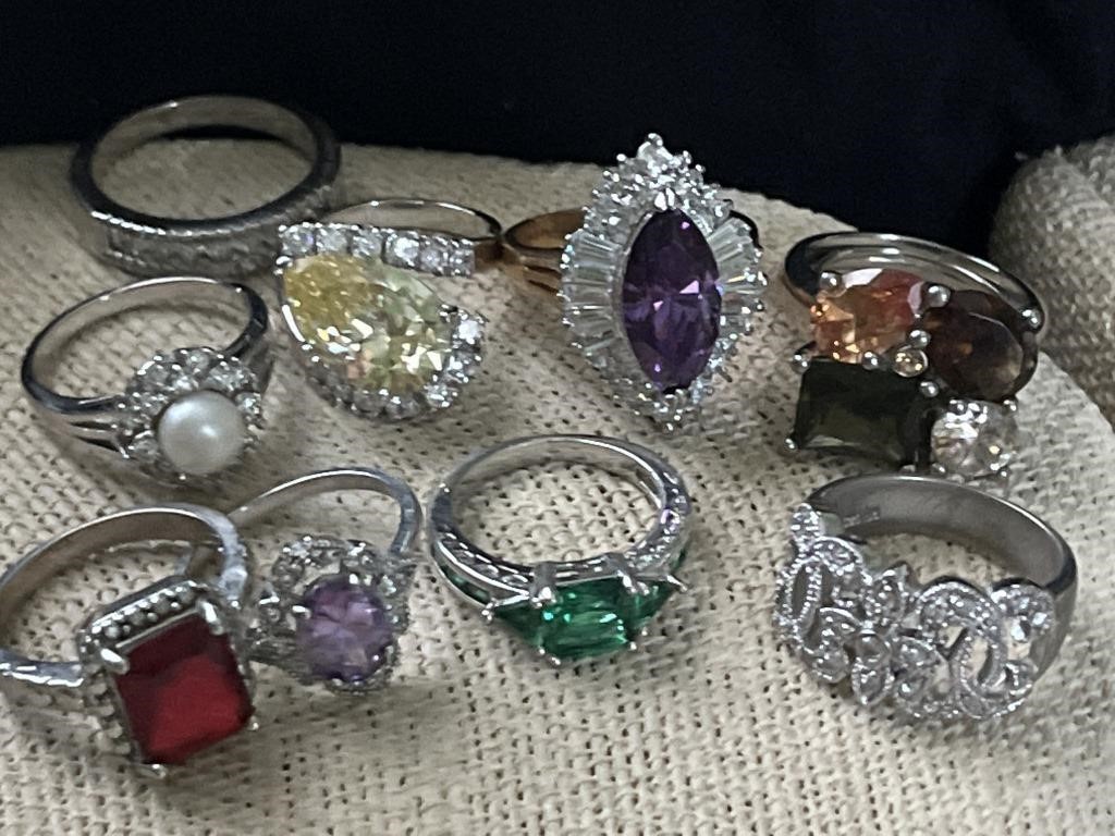 (9) Costume Jewelry Rings