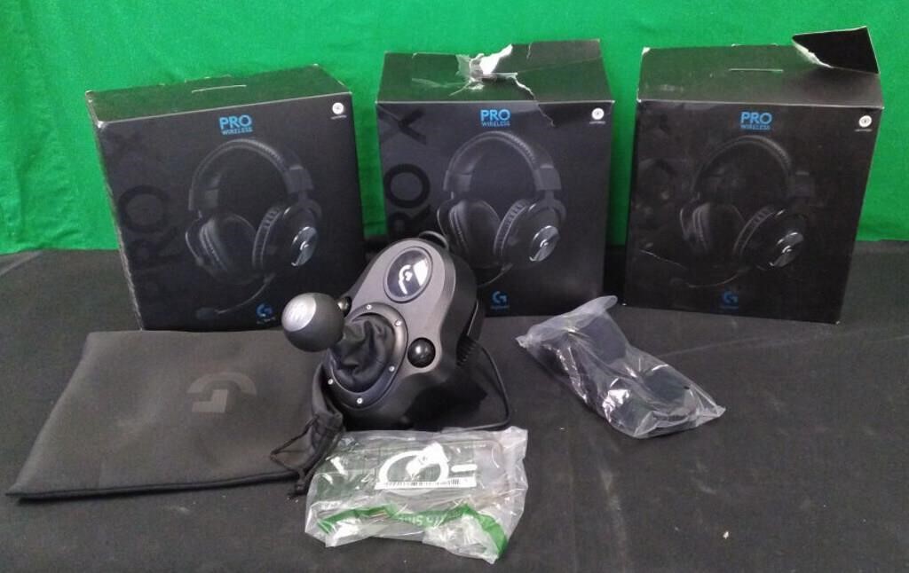 BOX OF WIRELESS GAMING HEADPHONES & MORE (as is,