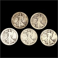 (5) Walking Half Dollars (1916, (2) 1916-S, (2) 1