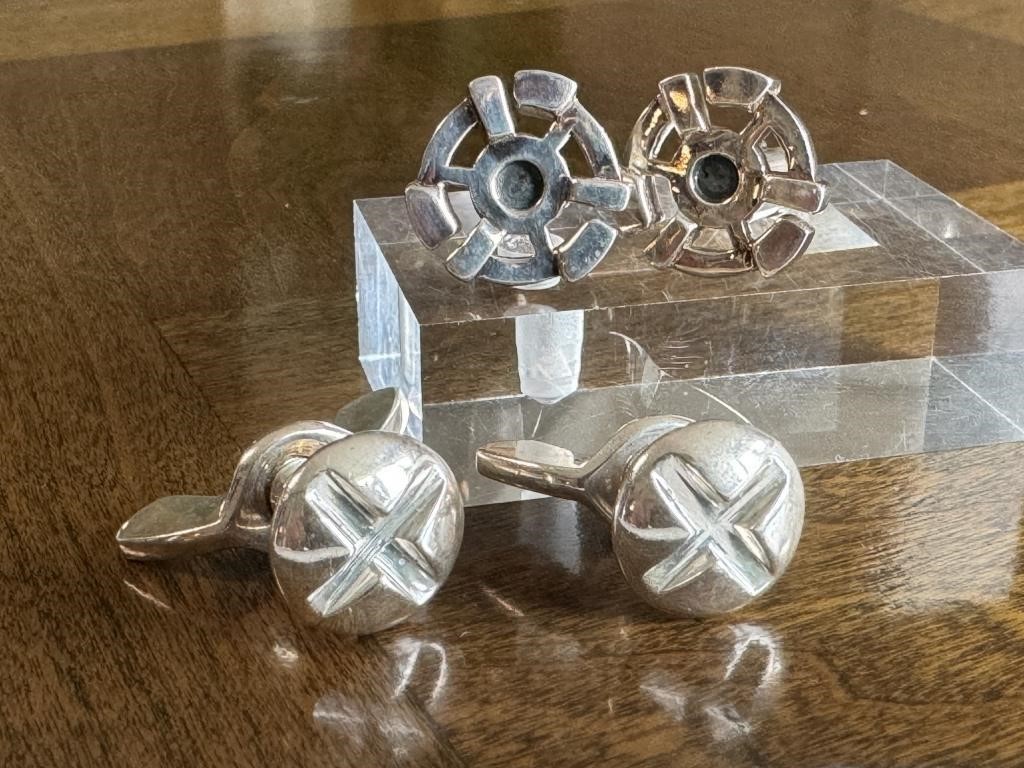 Sterling Men's Nut & Bolt and Gear Cufflink Sets