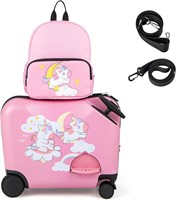 $83  HONEY JOY Kids Luggage  12& 18  Pink Unicorn