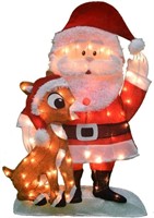 ProductWorks 32-Inch Pre-Lit Santa and Rudolph Chr