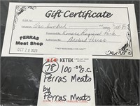 $100.00 Gift Certificate from Perras Meat Shop.