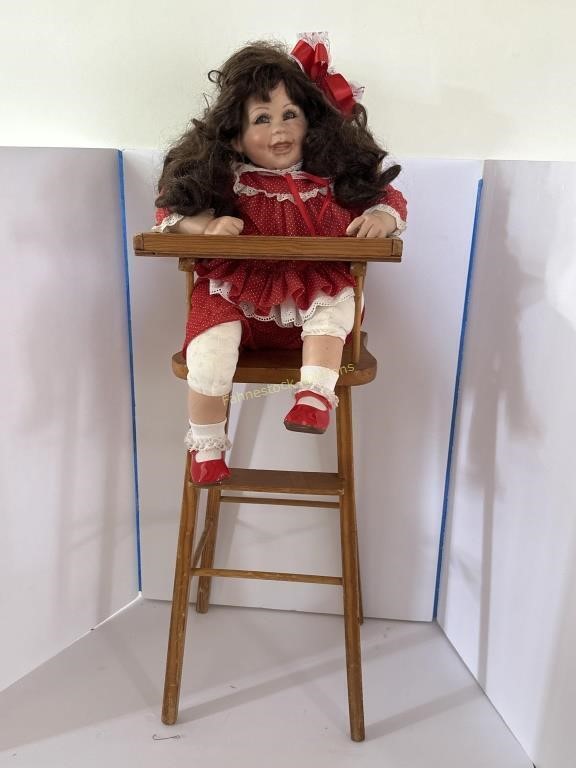 Porcelain Doll & High Chair