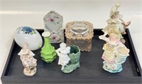 GOOD LOT OF VICTORIAN GLASS & PORCELAIN SMALLS