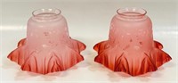 WONDERFUL PR OF VICTORIAN CRANBERRY GLASS SHADES