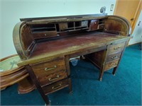 Vintage Industrial Mahogany Roll top desk -