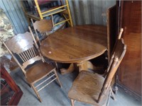 Round Table With Leaf & 3 Chairs