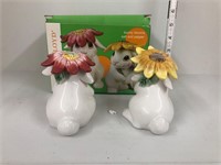 Fitz and Floyd Bunny Blooms salt and pepper