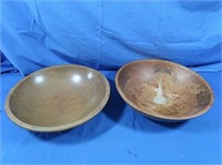 2 Vintage Wooden Salad Bowls-1 w/Embossed