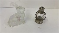Vintage glass rabbit / small lantern