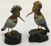 Pair Of Cloisonne Bird Figurines