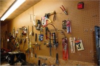 misc. items & pegs on pegboard