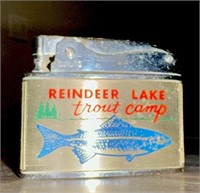 Vintage Brass Reindeer Lake Trout Camp Lighter