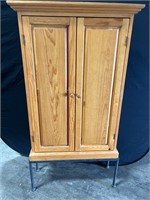 SOLID OAK & METAL CABINET VINTAGE