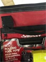 HUSKY 14 IN ROLLING TOOL TOTE RETAIL $80