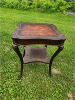 Antique solid wood ornate end table, 21x21x 28