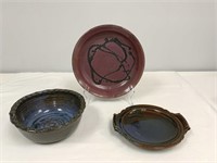 Three Pieces of Pottery Signed or Stamped