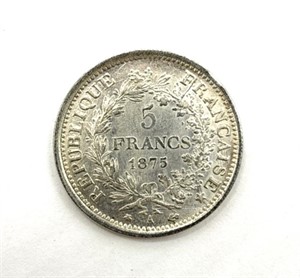 1875 France 5 Francs Coin