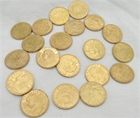 20 each Helvetia 20 franc gold coins