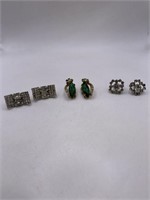 VINTAGE GLASS CLIP ON EARRING LOT