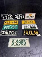 LOT OF 10 BICYCLE STATE LICENSE PLATES, 1953-1954