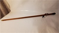 Vintage Wooden Walking Stick w/ Leather Strap 37"L