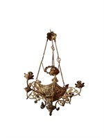French Early Cast Brass Ecclesiastic Fixture