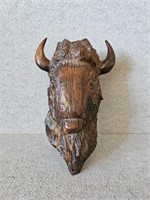 VINTAGE LARGE IRONWOOD BUFFALO HEAD