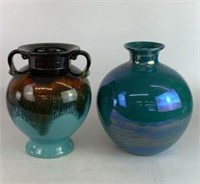Glazed Pottery Vase & Urn, Lot of 2