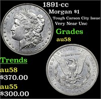 1891-cc Morgan Dollar $1 Grades Choice AU/BU Slide