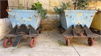 2  VINTAGE IRON COAL CARTS WITH VARIOUS PLANTS