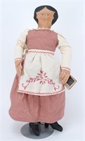 June Wildash Folk Art Doll w/ Gingham Dress