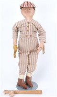 June Wildash Folk Art Baseball Player Doll
