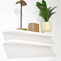 36 Inch White Floating Wooden Shelves Set