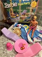VTG Barbie Pool Party Set & Ken doll