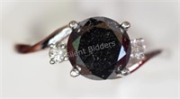 14K White Gold, Black & White Diamond Ring