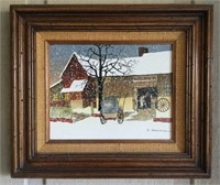 Snowy Scene Oil on Canvas