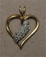 10K Gold Heart & Diamond Pendant