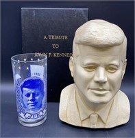 Vintage 1963 Chalkware JFK Bust and Collectibles