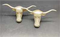 Vintage Cast Aluminum Steer Bull Head Hangers