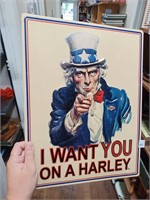 Uncle Sam Harley Adv. Metal Sign