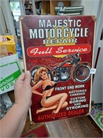 Majestic Motorcycle Repair Metal Sign