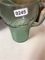 Green glass Coke pitcher