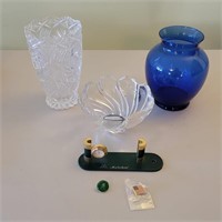 Glass Vases, Business Card Holder & Pins