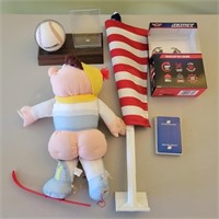 Baseball,  Flag, Doll, Drone & Playing Cards