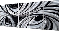 Yihui Arts Black/White Metal Art 24x64IN