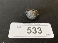 Sterling Silver Marked US Army Insignia Ring.